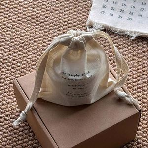 Low MOQ Handmade Cotton <b>Drawstring</b> Bag Custom Logo Printing Dust Proof Cotton <b>Pouch</b> - Product Image 6
