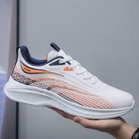Sepatu Lari Jalan Santai Pria Ukuran Besar, Sol Bernapas, Bagian Atas Berbahan Mesh, Gaya Sporty, Bagian Atas Berbahan Kain