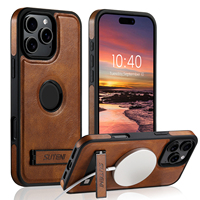 Coque de téléphone SUTENI pour iPhone 18 Pro Max avec support magnétique, chargement sans fil, surface lisse, cuir synthétique de luxe, compatible 17 16 Plus 15 14 13 12