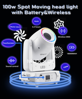 Muxxdj 100W Led Spot Battery Wireless Dmx Touchscreen Moving Head Stage Lights for Professional Dj Disco Wedding
