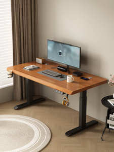 Hiện Đại Tối Giản Ergonomic Nâng Điện Đứng Bàn Rắn Gỗ Top Đôi Ẩn Động Cơ Kép Khung Thép Tự Động Văn Phòng - Product Image 3