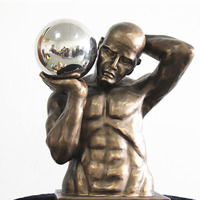 Statue d'hommes musclée taille de vie en résine Bronze, sculpture masculine, jardin, extérieur