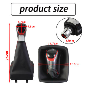 Housse de pommeau de levier de vitesse en cuir avec surpiqûres rouges pour Volkswagen Polo 9N 02-09 5 6 vitesses - Product Image 4