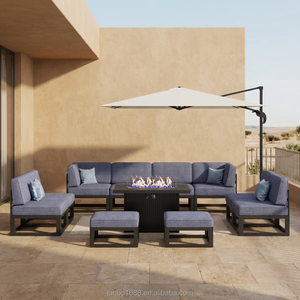 Conjunto de Sofás Modulares Funcionales para Exteriores con Mesa de Chimenea a Gas, Estructura Metálica Resistente a la Intemperie, Sofá Seccional para Proyectos de Hoteles y Resorts - Product Image 3