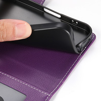 Casing HP Kulit PU Lychee Mewah Model Flip Wallet dengan Tempat Kartu untuk iPhone 18 17 Pro Max 16 Plus 15 Pro 14 13 12 11