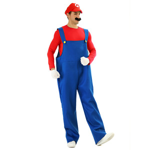 <b>Mario</b> Cosplay <b>Costume</b> Unisex Adult Blue Overalls Red Green Shirt Halloween Party Outfit - Product Image 4