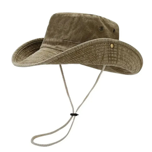 Cappello da Cowboy per Campeggio e Escursionismo, Protezione Solare e Ombreggiatura, Stile Western con Corda, Cappello da <span class=keywords><strong>Pescatore</strong></span> - Product Image 4