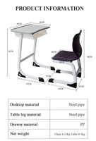 Ensemble de mobilier de classe en acier anti-pincement Wangli, spécifiquement conçu pour les écoles, avec caractéristiques de sécurité pour les jeunes élèves, incluant des tiroirs