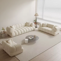 Canapé convertible minimaliste 1, 2 ou 3 places, design crème, revêtement en fausse fourrure d'agneau, emballage sous vide, sans structure, pour villa ou bureau