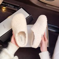 Pantoufles en fourrure en gros d'usine, logo personnalisé, pantoufles chaudes d'automne et d'hiver, vêtements d'extérieur pour femmes, pantoufles en coton, OEM ODM