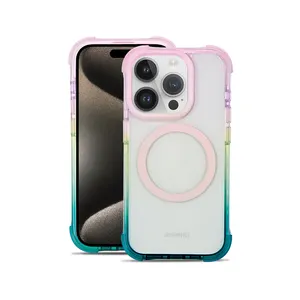 Luxury Shockproof Magnetic Clear Back Cover Wireless Charging Phone Case For iphone 15 Pro Max Case Acrylic