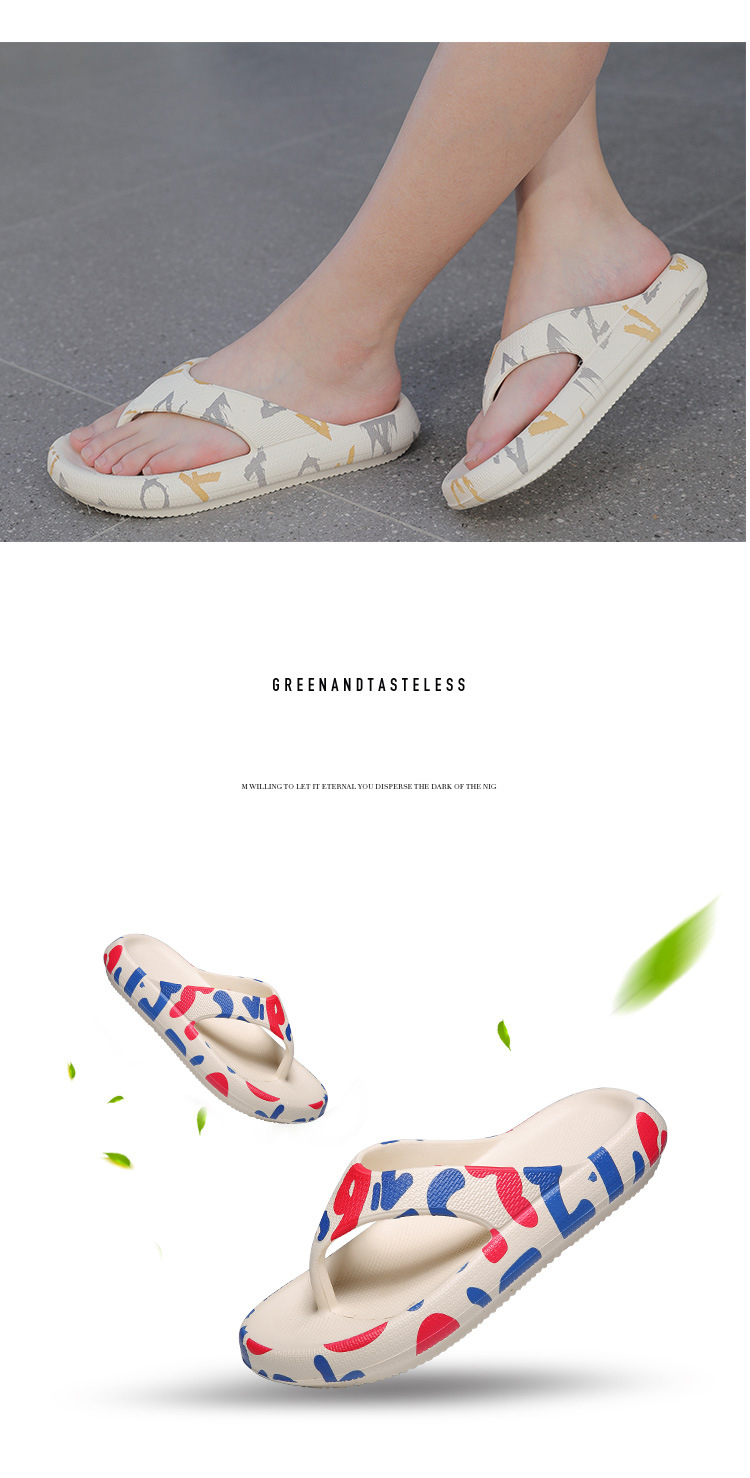 2023 New Printed Thick Sole EVA Women Flip Flops Summer Soft Slippers Beach Slides Wholesale
