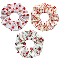 Nouvelle Grande Élastique à Cheveux de Noël Motif Père Noël et Canne à Sucre, Accessoire de Cheveux pour Fêtes de Fin d'Année, Vente en Gros, Logo Personnalisé
