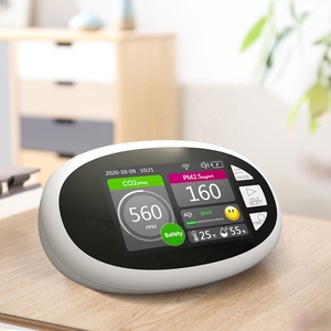 เครื่องตรวจวัดอากาศอเนกประสงค์สีขาวพร้อมหน้าจอ LCD แบตเตอรี่แบบชาร์จได้ 2000 มิลลิแอมป์ เซ็นเซอร์ NDIR สำหรับ PM2.5 CO2 อุณหภูมิ AQI ความชื้น - Product Image 6