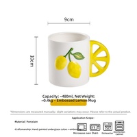 Mug de voyage créatif en céramique haute température, style américain, pour la maison, avec motif citron peint à la main, 401-500ml, pot à eau