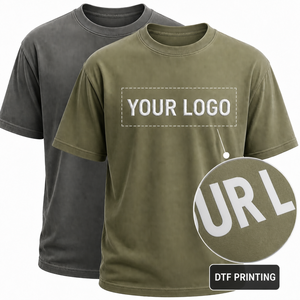 เสื้อยืดคอตตอนทรงโอเวอร์ไซส์ พิมพ์โลโก้ตามสั่ง สไตล์ลำลอง สตรีทแวร์ แขนสั้น คอกลม สีพื้น - Product Image 1