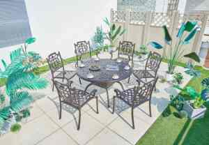 एल्यूमीनियम फर्नीचर उद्यान आँगन आउटडोर कास्ट एल्यूमीनियम दौर टेबल - Product Image 4