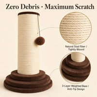 Griffoir pour chat en sisal naturel, arbre à chat avec base anti-basculement lestée, trois tailles disponibles pour chats d'intérieur