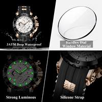 Montre pour homme de luxe Poedagar 892, bracelet en silicone, étanche, quartz, montre sport chronographe lumineuse pour homme, Relogio