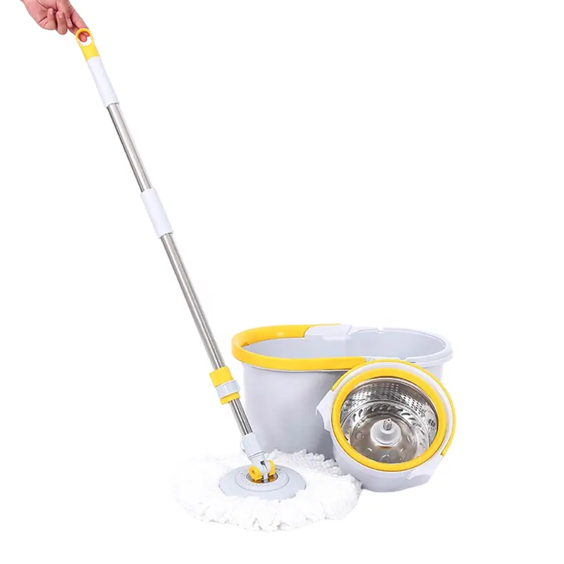 Magic Flat Mop And Hands-Free 360 Degree Head Automatic Cleaning Household Floor Absorbent Mop Bucket Set