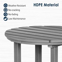 Table basse d'extérieur ronde en HDPE de 40 pouces, design moderne, durable, résistante aux UV, empilable, portable pour le camping en plein air, l'utilisation dans le jardin