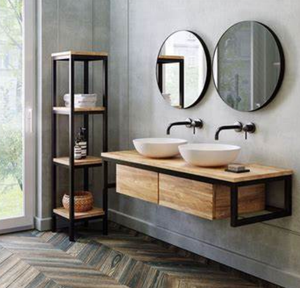<strong>Waschtisch</strong> Mit Unterschrank Industriedesign Waschtischunterschrank Teak Metall Bathroom Sink Leg System - Product Image 2
