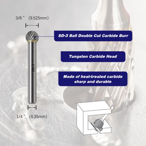 Fresa Rotante in Carburo di Tungsteno SD-3, Lima a Doppio Taglio, Fresa Sferica, 1 Pezzo - Product Image 2
