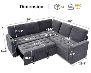 <span class=keywords><strong>Divano</strong></span> <span class=keywords><strong>Letto</strong></span> Componibile <span class=keywords><strong>a</strong></span> 5 Posti <span class=keywords><strong>a</strong></span> Forma di L in Ciniglia con <span class=keywords><strong>Letto</strong></span> Estraibile e Schienale Reclinabile - Product Image 4