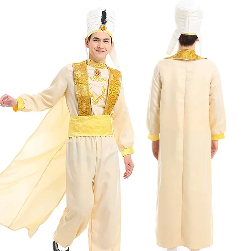 Halloween Carnival Party Movie Cosplay Costume Adult Man Prince Aladdin Lamp Costume HCAL-019