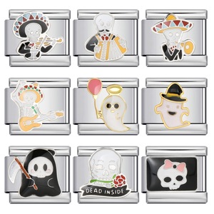 Abalorios de esqueleto de acero inoxidable para joyería DIY, accesorios de dibujos animados inspirados en México, piezas unisex para pulseras - Product Image 1