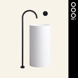 Grifo <span class=keywords><strong>de</strong></span> latón para lavabo <span class=keywords><strong>de</strong></span> pie independiente <span class=keywords><strong>de</strong></span> piso alto con manija única para baño negro mate - Product Image 1