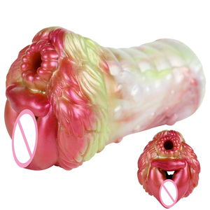 Masturbador de Silicona con Forma de Perro, Simulación de Fantasía, Doble Túnel, Copa con Vagina 3D y Clítoris, Juguete Sexual, Vagina de Bolsillo Alienígena - Product Image 1