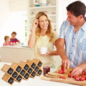 Étagère à épices transfrontalière en bambou et bois, support de rangement pour épices de comptoir de cuisine, étagère à épices multi-compartiments en bois pour armoire - Product Image 2