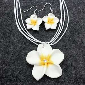 Popüler Makani Hawaiian tasarımcıları Na Hoku Plumeria takı toptan polimer kil çiçek küpe kolye polinezya takı