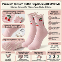 Chaussettes de Pilates personnalisées avec grip, 100% coton, logo brodé, antidérapantes, chaussettes de yoga personnalisées avec grip, Pilates pour femmes, sport