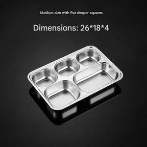 Plateau alimentaire rectangulaire profond en acier inoxydable, plateau de service pour cuisine et restaurant, plateau en métal robuste - Product Image 1