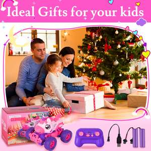 Coche de Control Remoto <span class=keywords><strong>Unicornio</strong></span> 2.4Ghz de 4 Canales con Control por Aplicación, Efectos de Humo, Luces LED, Alcance de 30m - Camioneta Monstruo Rosa - Product Image 6