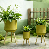 Lot de 3 pots de fleurs en fibre de verre, modernes, pour extérieur, grands pots de jardin pour la décoration de la maison et des villas