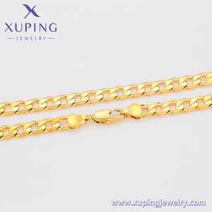مجوهرات XUPING بالجملة من الصين، سلسلة عنق بسيطة وعصرية للجنسين مطلية بالذهب عيار 24 قيراط مصنوعة من النحاس الصديق للبيئة - Product Image 4