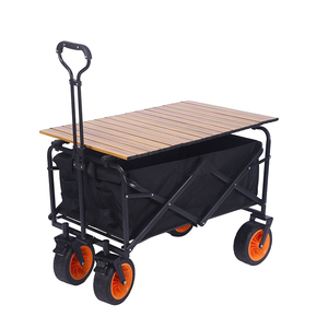 Chariot de camping pliable et portable, chariot utilitaire robuste à quatre roues, chariot de plage, de pique-nique et de courses pliable, en toile et acier - Product Image 1