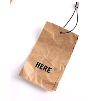 Étiquettes suspendues en papier kraft brun rétro imprimées avec logo personnalisé, étiquettes pliées recyclées pour vêtements, jeans, étiquettes vintage