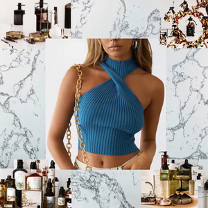 Stylish Artist Summer Street Outfit Asian Breathable Short Sleeveless Knitted Solid Color Camisole Women Crop <b>Top</b> - Product Image 2