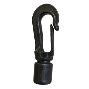 Mosquetón con abrazadera para cuerda de 4 mm, gancho de POM negro para navegación, duradero - Product Image 1