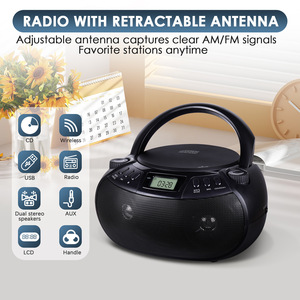 Lecteur <span class=keywords><strong>CD</strong></span> portable en gros avec radio AM/FM, lecture <span class=keywords><strong>MP3</strong></span> USB et double haut-parleurs stéréo pour la maison, les fêtes et l'extérieur - Product Image 3