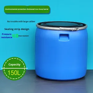 Baril en <span class=keywords><strong>plastique</strong></span> bleu résistant aux alcalis acides de <span class=keywords><strong>150</strong></span> <span class=keywords><strong>litres</strong></span> Tambours de fermentation d'eau de qualité alimentaire ménagers Seaux à grande bouche épaissis - Product Image 2