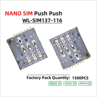 WECONN WL-SIM137-116 6PIN+1 1.37mm Prise de carte Nano SIM Push-Push avec interrupteur de détection, terminaison SMT, boîtier LCP pour applications automobiles