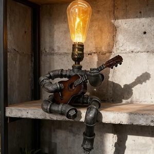 Lampe de table en forme de <span class=keywords><strong>guitare</strong></span>, accessoires pour <span class=keywords><strong>guitare</strong></span>, cadeaux originaux pour les amoureux de la musique, les guitaristes, <span class=keywords><strong>cadeau</strong></span> pour homme, lampe steampunk - Product Image 2