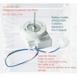 Moteur de ventilateur d'évaporateur de congélateur avec minuterie de dégivrage 115V 60Hz 4.2W 1200 tr/min pour réfrigérateur Whirlpool Maytag Amana - Product Image 2