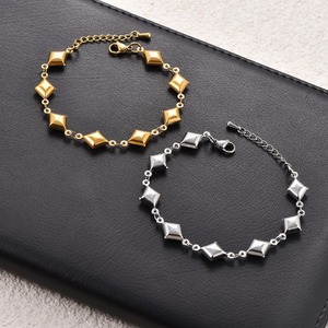 Pulsera de Acero Inoxidable Chapada en Oro de 18K, Tobillera con Cadena Prismática, Brazalete Hecho a Mano con Dijes, Joyería para Mujer - Product Image 6