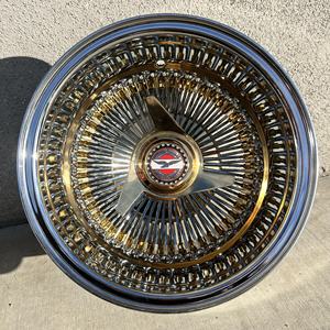 Jantes en fil d'<span class=keywords><strong>or</strong></span> 24 carats 13x7 pour voitures lowrider, style Dayton, roues à rayons. - Product Image 3